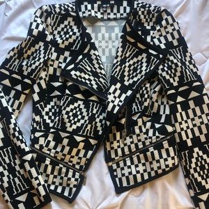 Black and white Moto jacket